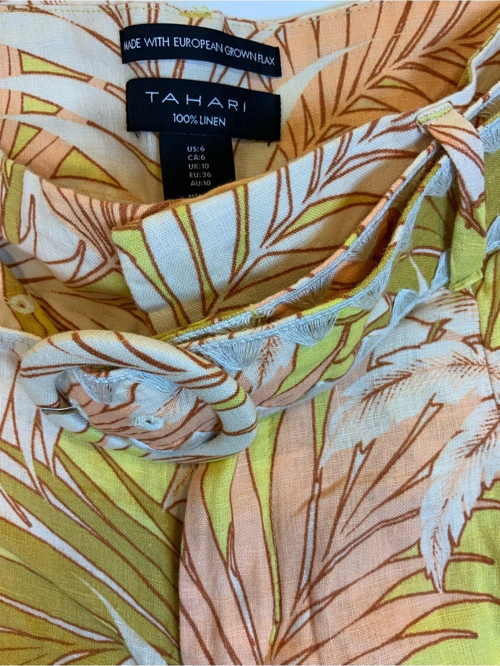 Tahari Peach and Olive Tropical Print Women's Shorts